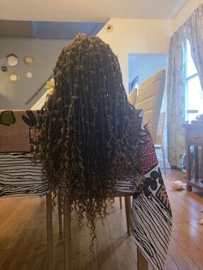 Brown Synthetic Goddess Locs with Curled Ends - Women Hair